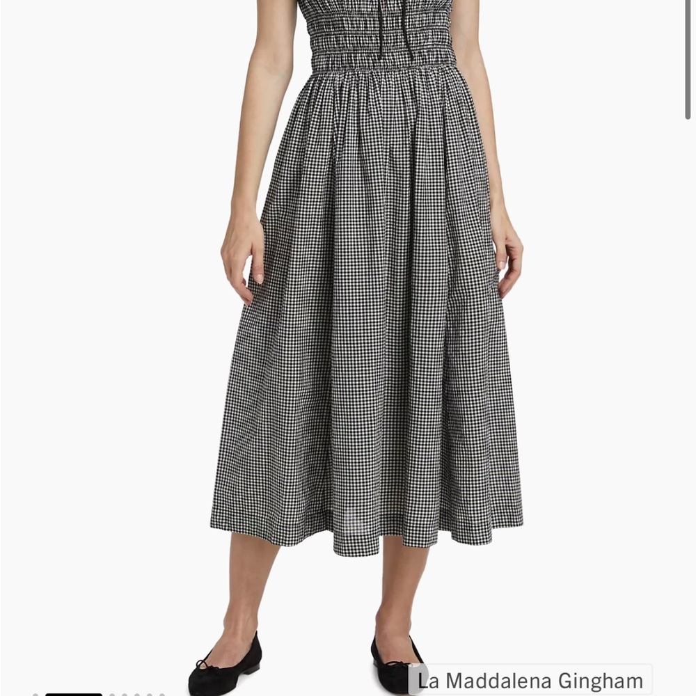 DOEN Quinn smocked check dress NWT xs